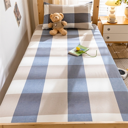 91家纺网 家纺一手货源 找家纺 （总）蓝巢家纺 2023新款全棉色织水洗棉学生季单品套件系列二 -单床笠