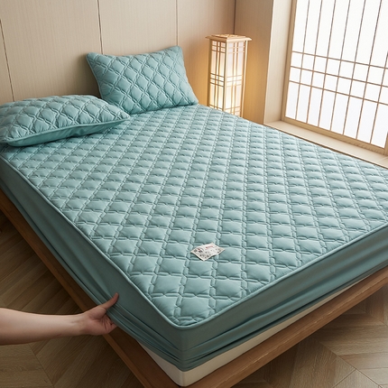 91家纺网 家纺一手货源 找家纺 （总）爱喔家纺 2024新款A类原棉大豆纤维夹棉床笠