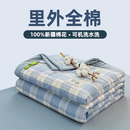 91家纺网 家纺一手货源 找家纺 （总）一条棉被 2024新款新疆棉花被棉花夏被无印款全棉水洗棉夏凉被空调被纯棉花薄被薄款春秋被单人可机洗-格子款