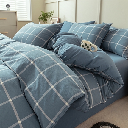 91家纺网 家纺一手货源 找家纺 （总）蓝巢家纺 2023新款全棉色织水洗棉四件套单品系列一--单被套