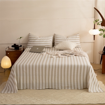 多品家纺 2024新款超柔水洗棉单床单 暮落浅咖