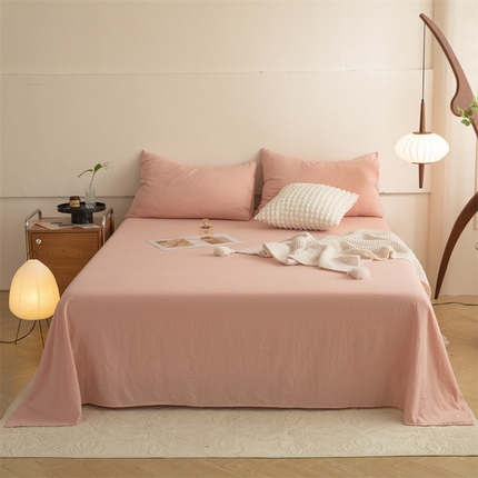 多品家纺 2024新款超柔水洗棉单床单 栗子粉