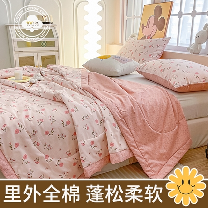 91家纺网 家纺一手货源 找家纺 （总）一条棉被 2024新款12868全棉小清新印花棉花夏被夏凉被被子被芯