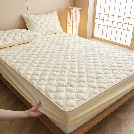 91家纺网 家纺一手货源 找家纺 （总）爱喔家纺 2024新款A类原棉大豆纤维夹棉床笠