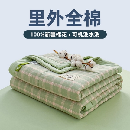 91家纺网 家纺一手货源 找家纺 （总）一条棉被 2024新款新疆棉花被棉花夏被无印款全棉水洗棉夏凉被空调被纯棉花薄被薄款春秋被单人可机洗-格子款
