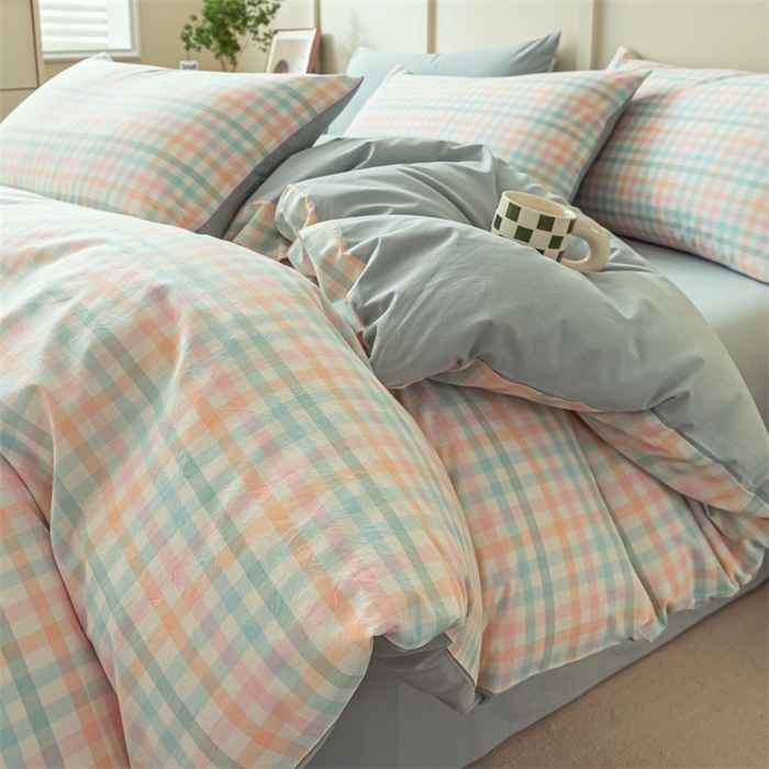 91家纺网 家纺一手货源 找家纺 （总）蓝巢家纺 2023新款全棉色织水洗棉四件套单品系列一--单被套