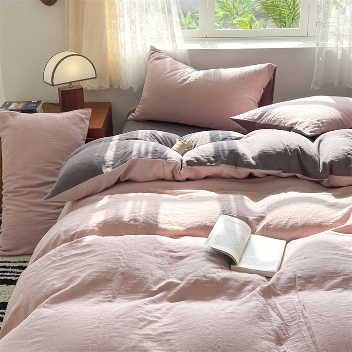 91家纺网 家纺一手货源 找家纺 （总）蓝巢家纺 2024新款A版全棉水洗棉双层纱皱皱纱四件套