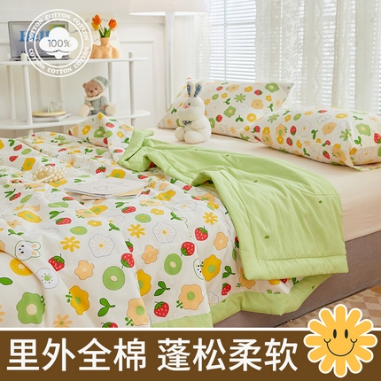 91家纺网 家纺一手货源 找家纺 （总）一条棉被 2024新款12868全棉小清新印花棉花夏被夏凉被被子被芯