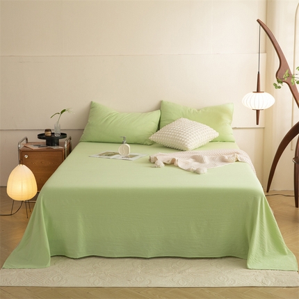 多品家纺 2024新款超柔水洗棉单床单 奶绿