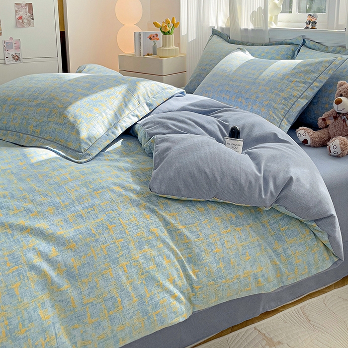 91家纺网 家纺一手货源 找家纺 暖芯优选 2025新款直播爆款加厚全棉磨毛四件套喷气印花纯棉（一字绣工艺款）学生三件套10月上新 米莱-兰