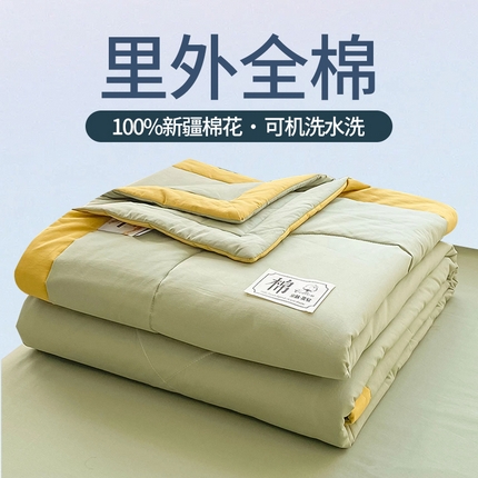 （总）一条棉被 2024新款新疆棉花被棉花夏被无印款全棉水洗棉夏凉被空调被纯棉花薄被薄款春秋被单人可机洗-纯色款