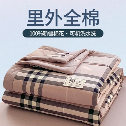 91家纺网 家纺一手货源 找家纺 （总）一条棉被 2024新款新疆棉花被棉花夏被无印款全棉水洗棉夏凉被空调被纯棉花薄被薄款春秋被单人可机洗-格子款
