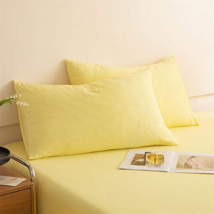 91家纺网 家纺一手货源 找家纺 多品家纺 2024新款超柔水洗棉单床单 奶黄