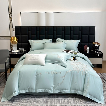 91家纺网 家纺一手货源 找家纺 （总）家居1号家纺 2024新款纯棉长绒棉四件套-蓝卡