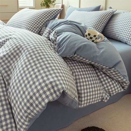 91家纺网 家纺一手货源 找家纺 （总）蓝巢家纺 2023新款全棉色织水洗棉四件套单品系列一--单被套