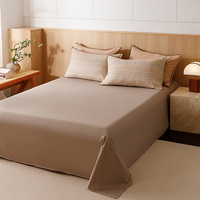 91家纺网 家纺一手货源 找家纺 简宜家居（朝初家纺） 2025新款简约三角针40支全棉双层纱四件套 辰序