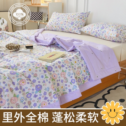 91家纺网 家纺一手货源 找家纺 （总）一条棉被 2024新款12868全棉小清新印花棉花夏被夏凉被被子被芯