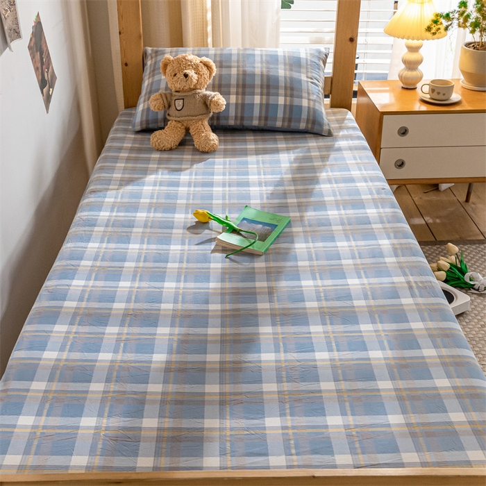 91家纺网 家纺一手货源 找家纺 （总）蓝巢家纺 2023新款全棉色织水洗棉学生季单品套件系列二 -单床笠