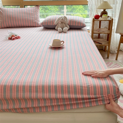 91家纺网 家纺一手货源 找家纺 （总）蓝巢家纺 2023新款全棉色织水洗棉四件套单品系列二-单床笠