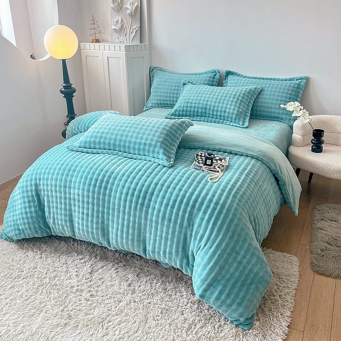 91家纺网 家纺一手货源 找家纺 （总）眠优居 2024皮草绒四件套牛奶绒宝宝绒泡泡绒绣花套件