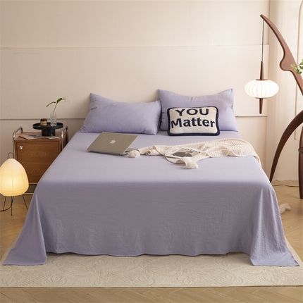 91家纺网 家纺一手货源 找家纺 多品家纺 2024新款超柔水洗棉单床单 香芋紫