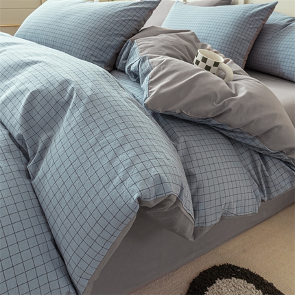 91家纺网 家纺一手货源 找家纺 （总）蓝巢家纺 2023新款全棉色织水洗棉四件套单品系列一--单被套