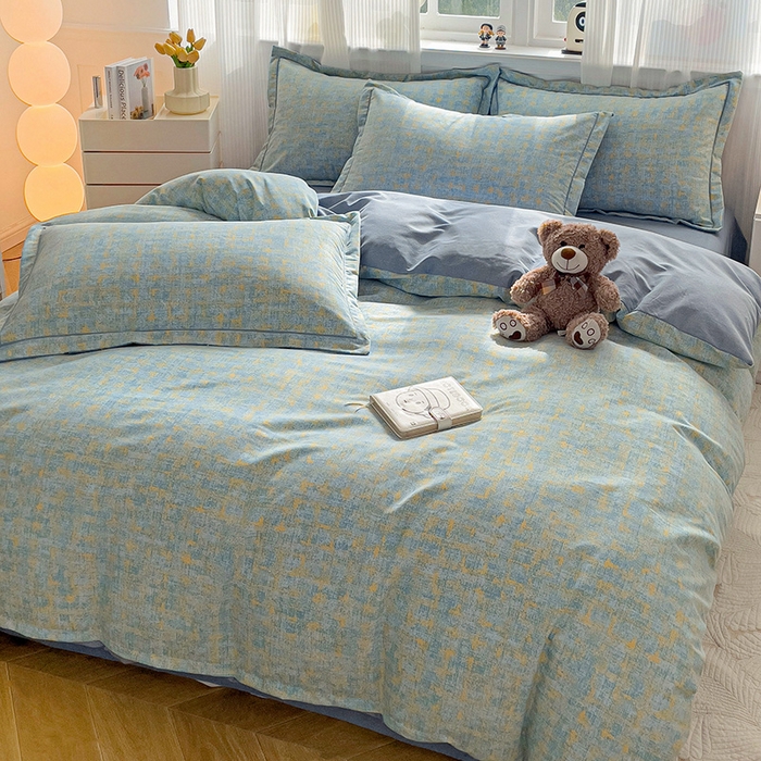 91家纺网 家纺一手货源 找家纺 暖芯优选 2025新款直播爆款加厚全棉磨毛四件套喷气印花纯棉（一字绣工艺款）学生三件套10月上新 米莱-兰