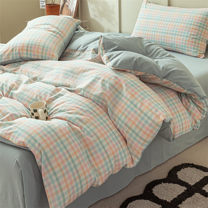 91家纺网 家纺一手货源 找家纺 （总）蓝巢家纺 2023新款全棉色织水洗棉四件套单品系列一--单被套