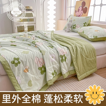 91家纺网 家纺一手货源 找家纺 （总）一条棉被 2024新款12868全棉小清新印花棉花夏被夏凉被被子被芯