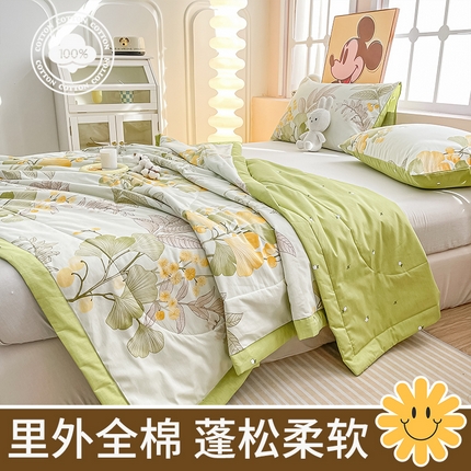 91家纺网 家纺一手货源 找家纺 （总）一条棉被 2024新款12868全棉小清新印花棉花夏被夏凉被被子被芯