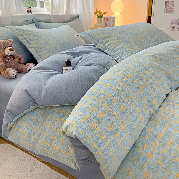 91家纺网 家纺一手货源 找家纺 暖芯优选 2025新款直播爆款加厚全棉磨毛四件套喷气印花纯棉（一字绣工艺款）学生三件套10月上新 米莱-兰