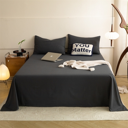 91家纺网 家纺一手货源 找家纺 多品家纺 2024新款超柔水洗棉单床单 深灰