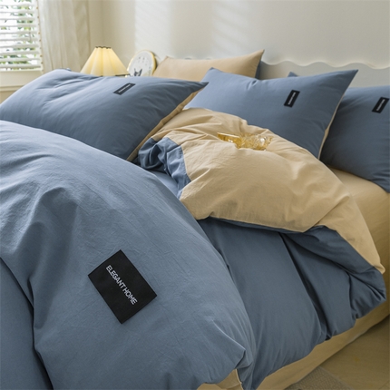 91家纺网 家纺一手货源 找家纺 （总）蓝巢家纺 2024新款全棉水洗棉双拼款四件套床品套件