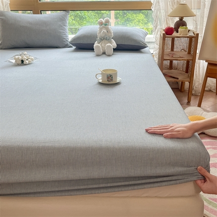 91家纺网 家纺一手货源 找家纺 （总）蓝巢家纺 2023新款全棉色织水洗棉四件套单品系列二-单床笠