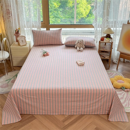 91家纺网 家纺一手货源 找家纺 （总）蓝巢家纺 2023新款全棉色织水洗棉四件套单品系列二-单床单