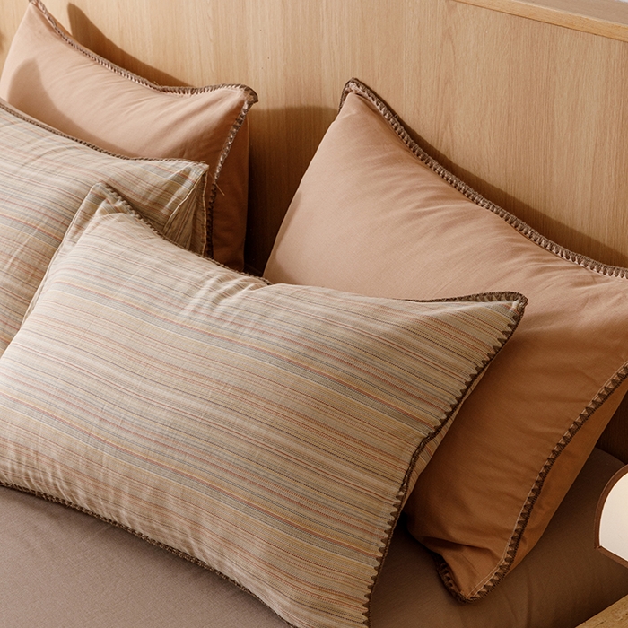 91家纺网 家纺一手货源 找家纺 简宜家居（朝初家纺） 2025新款简约三角针40支全棉双层纱四件套 辰序