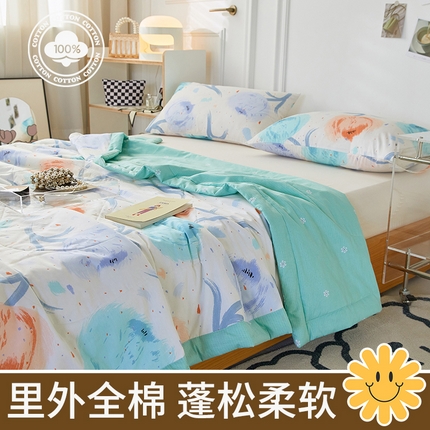 91家纺网 家纺一手货源 找家纺 （总）一条棉被 2024新款12868全棉小清新印花棉花夏被夏凉被被子被芯