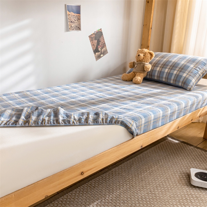 91家纺网 家纺一手货源 找家纺 （总）蓝巢家纺 2023新款全棉色织水洗棉学生季单品套件系列二 -单床笠