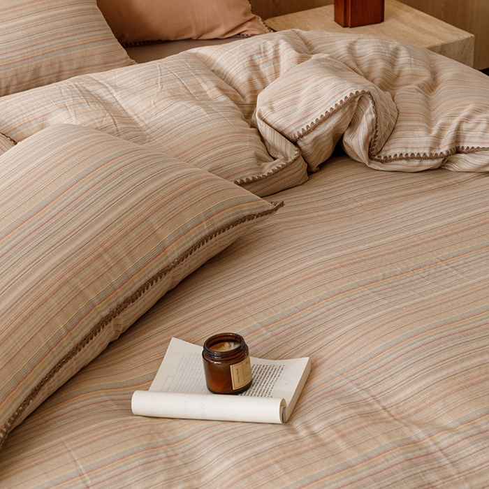 91家纺网 家纺一手货源 找家纺 简宜家居（朝初家纺） 2025新款简约三角针40支全棉双层纱四件套 辰序