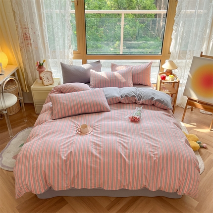 91家纺网 家纺一手货源 找家纺 （总）蓝巢家纺 2023新款全棉色织水洗棉四件套单品系列二-四件套