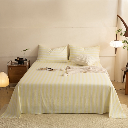 多品家纺 2024新款超柔水洗棉单床单 奶酪芝士黄