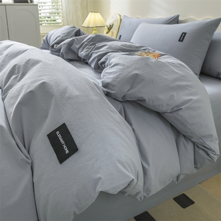 91家纺网 家纺一手货源 找家纺 （总）蓝巢家纺 2023新款全棉色织水洗棉双拼款四件套