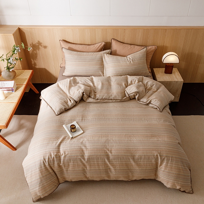 91家纺网 家纺一手货源 找家纺 简宜家居（朝初家纺） 2025新款简约三角针40支全棉双层纱四件套 辰序