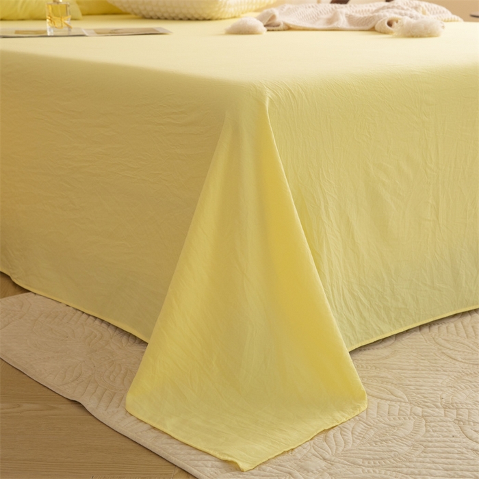 91家纺网 家纺一手货源 找家纺 多品家纺 2024新款超柔水洗棉单床单 奶黄