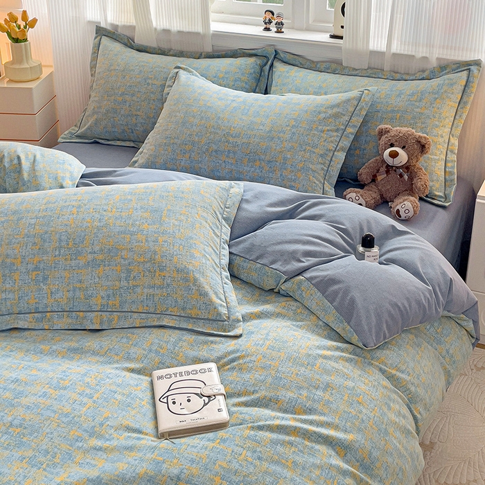 91家纺网 家纺一手货源 找家纺 暖芯优选 2025新款直播爆款加厚全棉磨毛四件套喷气印花纯棉（一字绣工艺款）学生三件套10月上新 米莱-兰