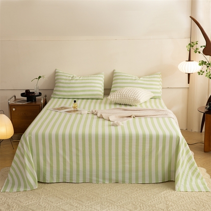 91家纺网 家纺一手货源 找家纺 多品家纺 2024新款超柔水洗棉单床单 松绿条