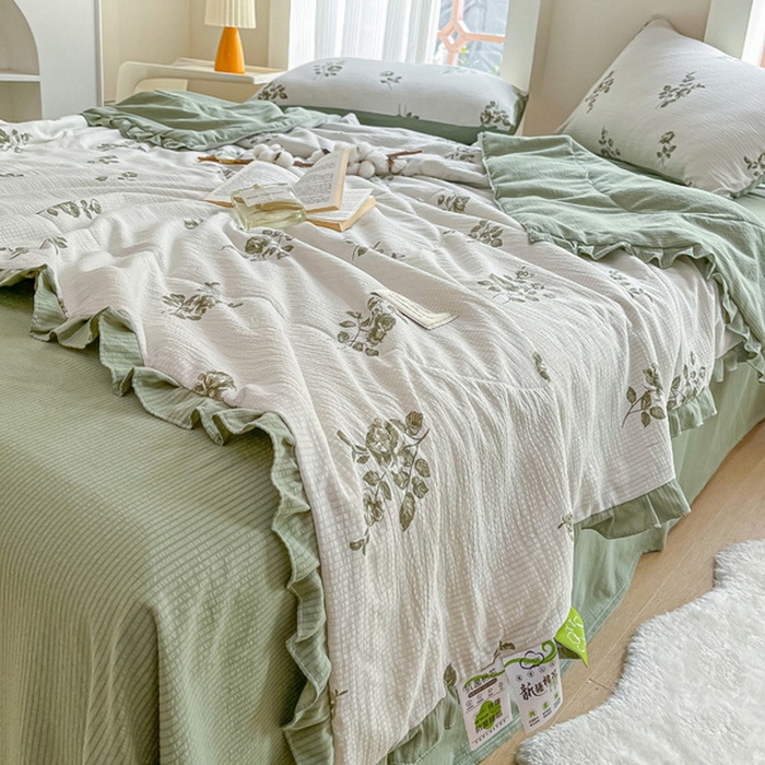 91家纺网 家纺一手货源 找家纺 （总）一条棉被 2024新款A类泡芙棉抗菌棉花夏被四件套