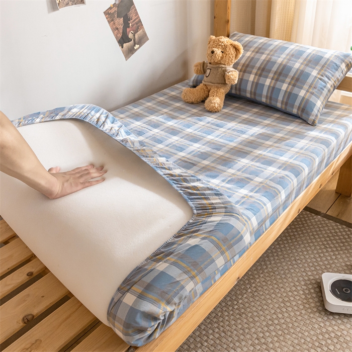 91家纺网 家纺一手货源 找家纺 （总）蓝巢家纺 2023新款全棉色织水洗棉学生季单品套件系列二 -单床笠