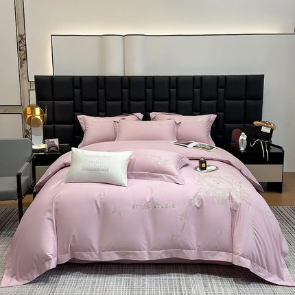 家居1号家纺 2024新款纯棉长绒棉四件套-蓝卡 蓝卡-豆沙