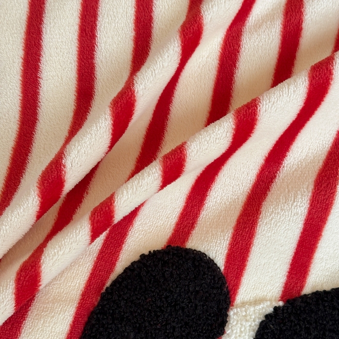 91家纺网 家纺一手货源 找家纺 时年家纺 2024新款牛奶绒毛巾绣系列四件套（充值会员优惠5元） 条纹熊猫-红